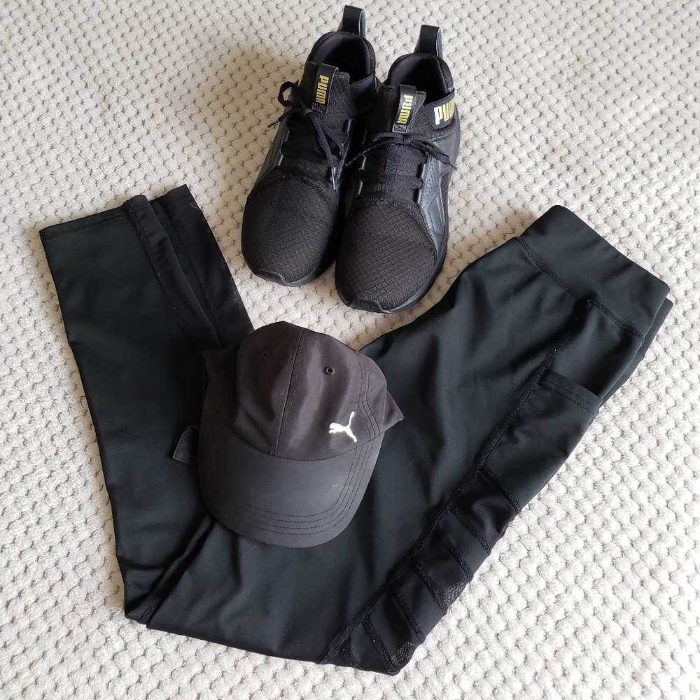 Black Mesh Panel Workout Leggings